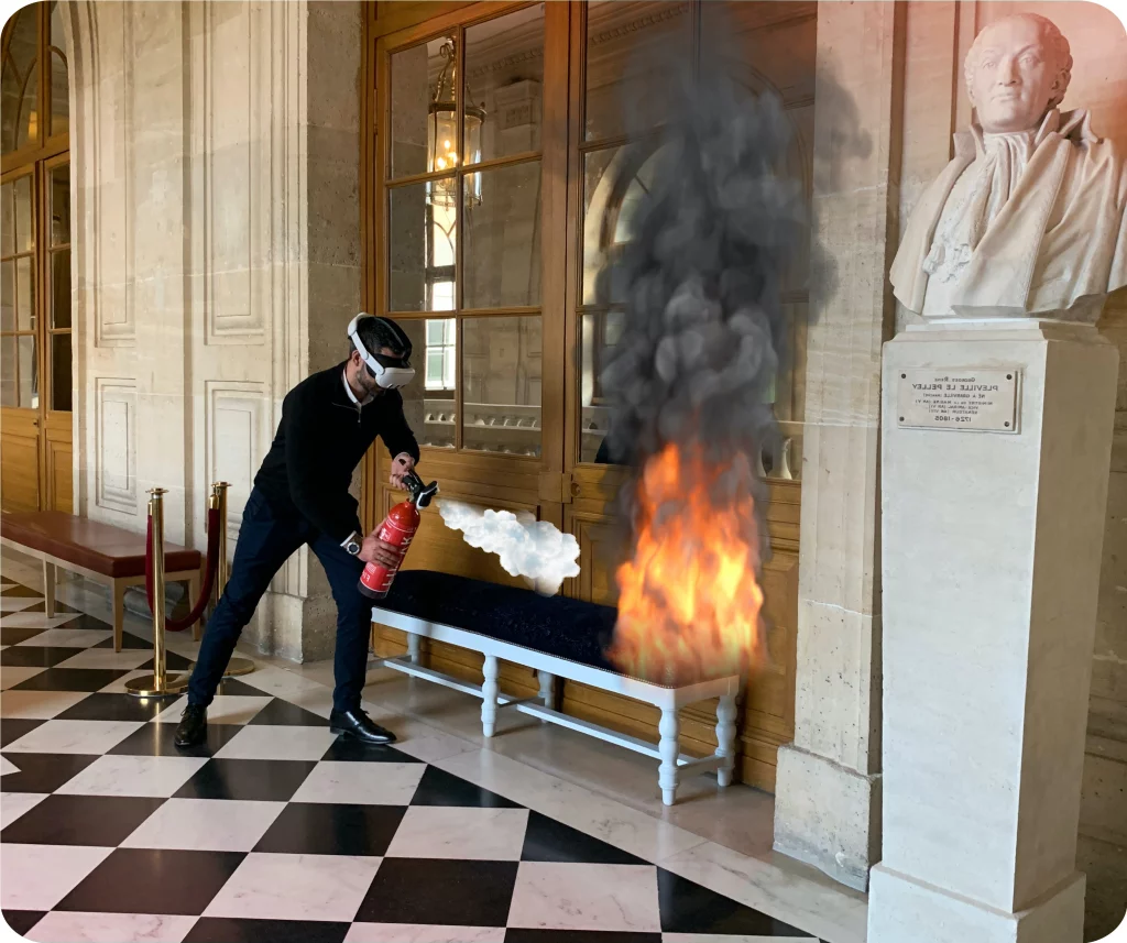 Formation sécurité incendie : extinction d'un incendie dans une pièce en intérieur